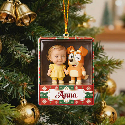 Cute Friends Any Character - Personalized Blue Dog Premium 3D Ornament
