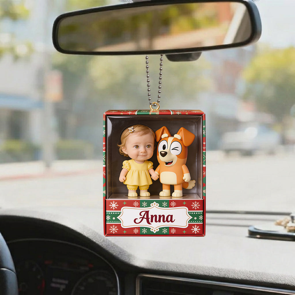 Cute Friends Any Character - Personalized Blue Dog Premium 3D Ornament