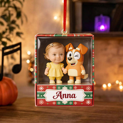 Cute Friends Any Character - Personalized Blue Dog Premium 3D Ornament