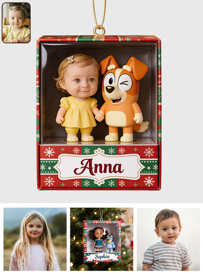 Cute Friends Any Character - Personalized Blue Dog Premium 3D Ornament