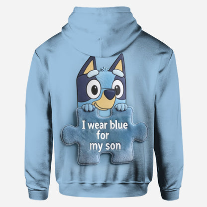 I Wear Blue - Personalized Autism Awareness Hoodie and Leggings