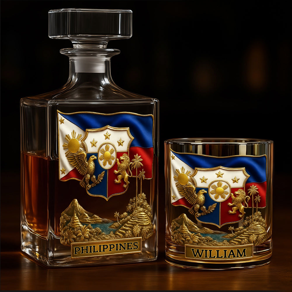 Proud Philippines - Personalized Expats Whiskey Decanter Set