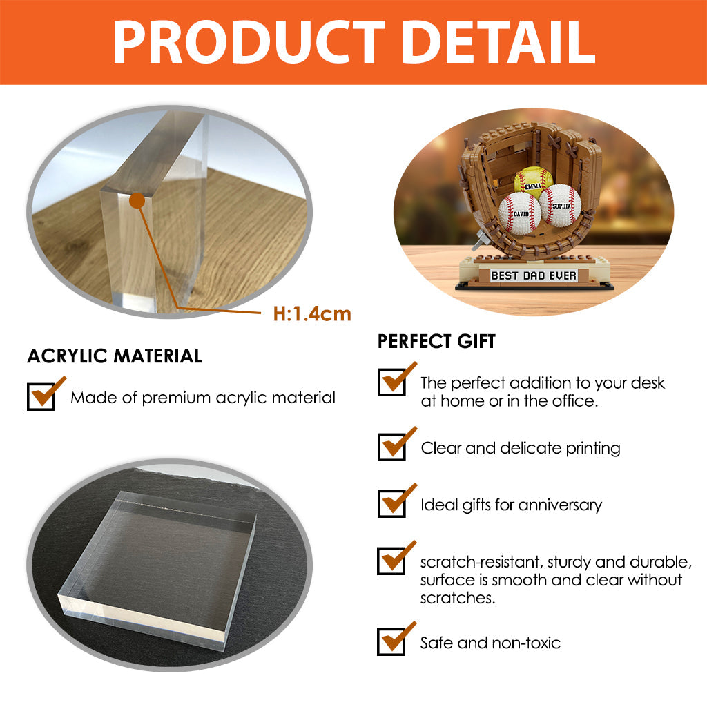 We Caught The Best Dad Baseball, Softball - Personalized Father Custom Shaped Acrylic Plaque