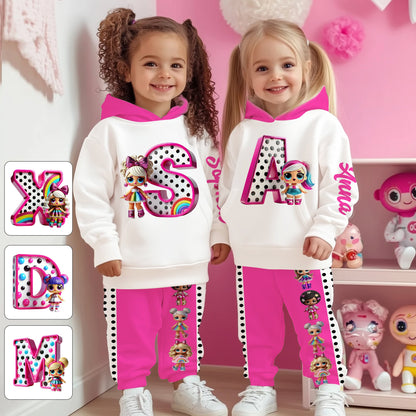 Cute Doll Alphabet - Personalized LOL Surprise Dolls Kid Hoodie & Kid Jogger Sweatpants