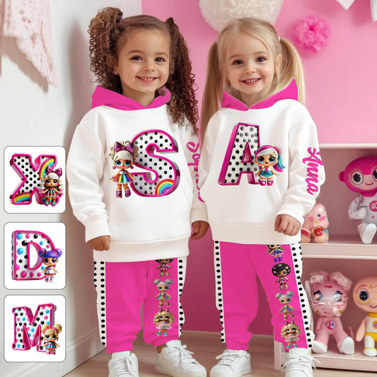 Cute Doll Alphabet - Personalized LOL Surprise Dolls Kid Hoodie & Kid Jogger Sweatpants