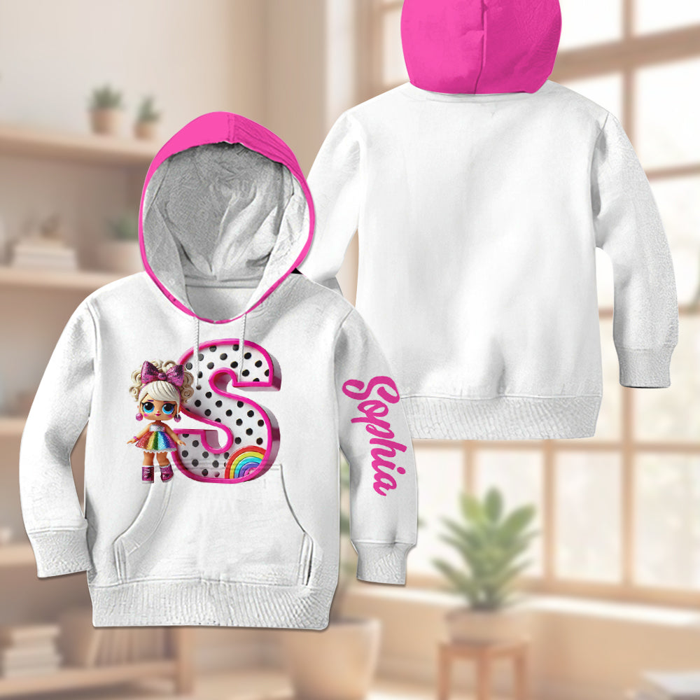 Cute Doll Alphabet - Personalized LOL Surprise Dolls Kid Hoodie & Kid Jogger Sweatpants