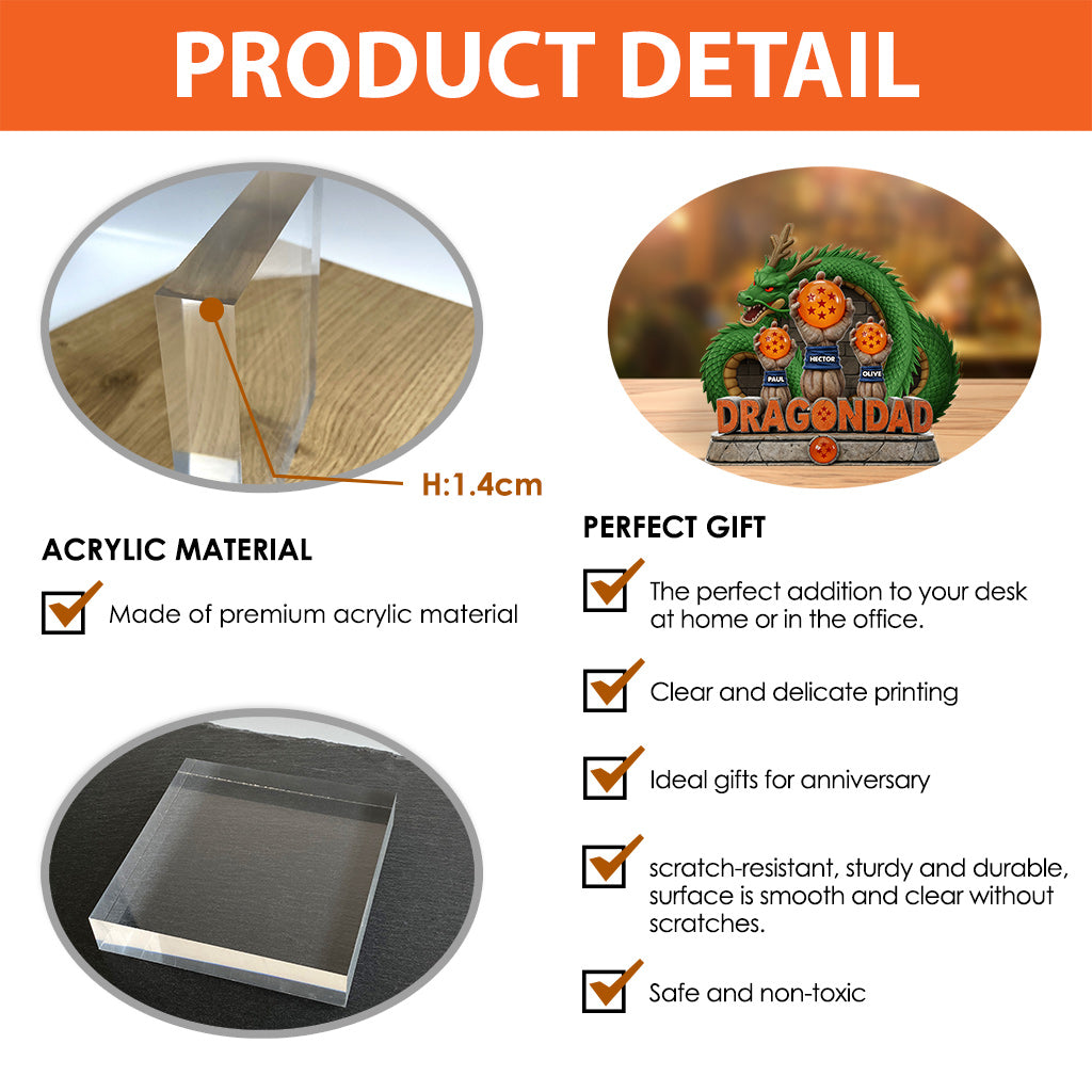 Strong Dad - Personalized Seven Balls Custom Shaped Acrylic Plaque