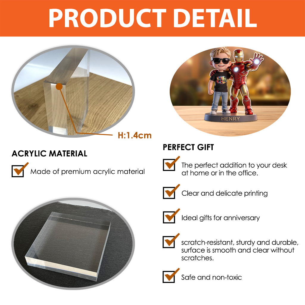 The Crimson Avenger - Personalized Superhero Custom Shaped Acrylic Plaque