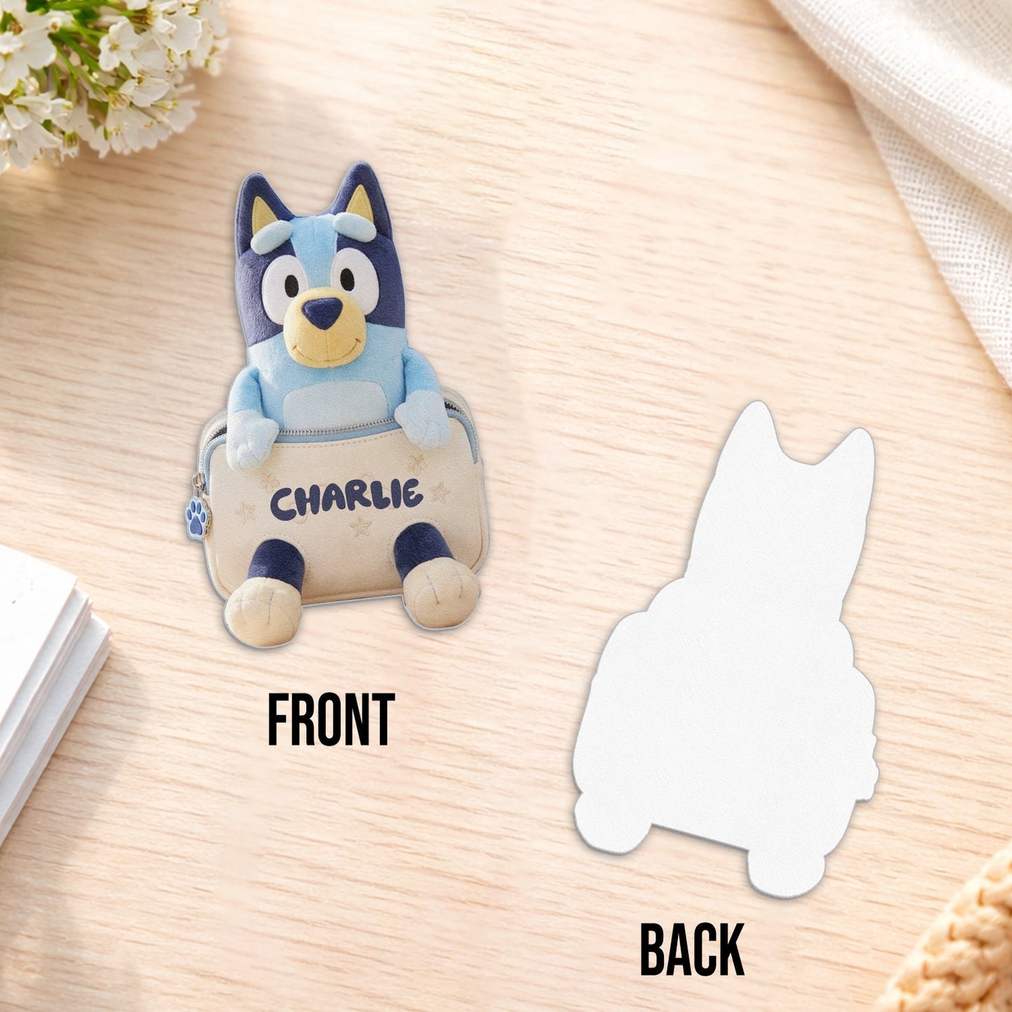 Always Have Your Back - Personalized Blue Dog Changeable Leather Patch Backpack