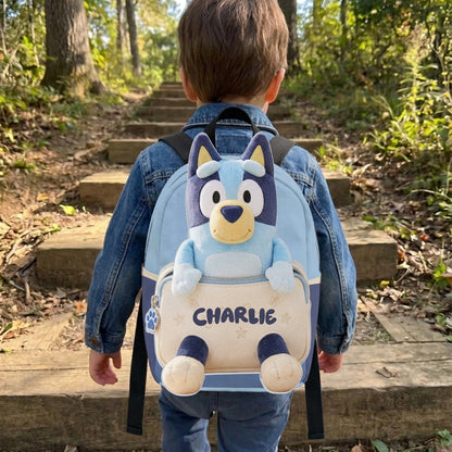 Always Have Your Back - Personalized Blue Dog Changeable Leather Patch Backpack