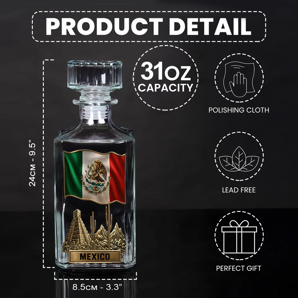 Proud Mexican - Personalized Expats Whiskey Decanter Set