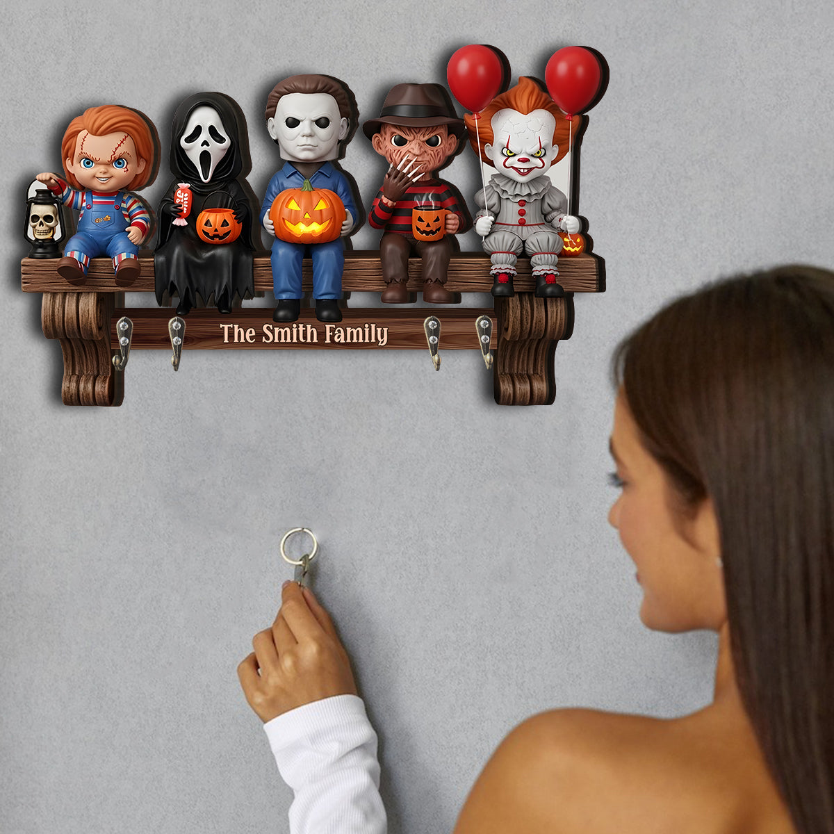 In This House - Personalized Horror Character Custom Shaped Key Rack