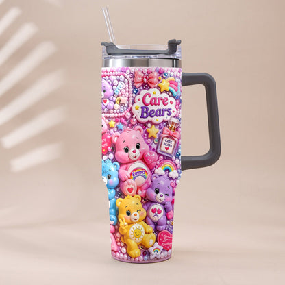 Cute Bears - Personalized Carebear Tumbler With Plush Charm