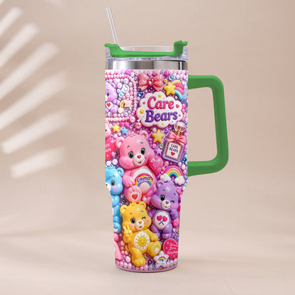 Cute Bears - Personalized Carebear Tumbler With Plush Charm