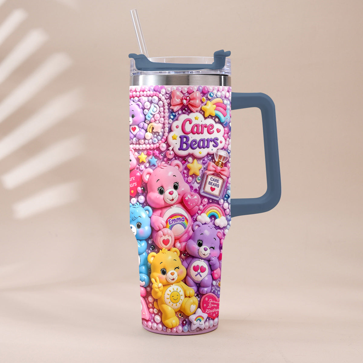 Cute Bears - Personalized Carebear Tumbler With Plush Charm