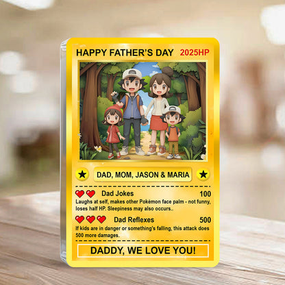 Father's Day Anime Card - Personalized Monster Trainer Custom Shaped Acrylic Plaque