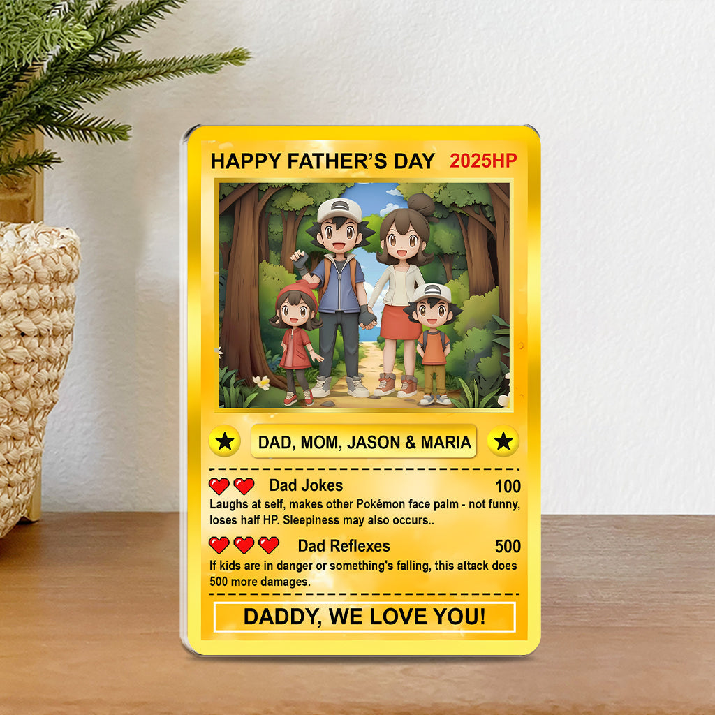 Father's Day Anime Card - Personalized Monster Trainer Custom Shaped Acrylic Plaque