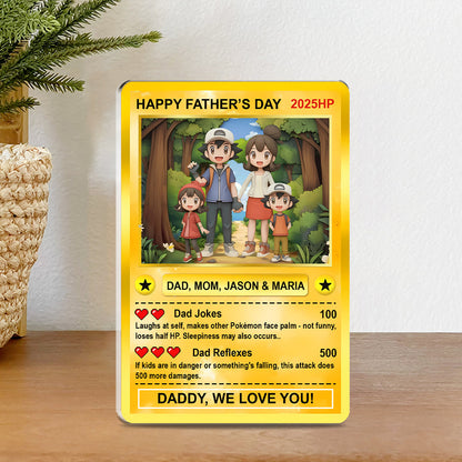Father's Day Anime Card - Personalized Monster Trainer Custom Shaped Acrylic Plaque
