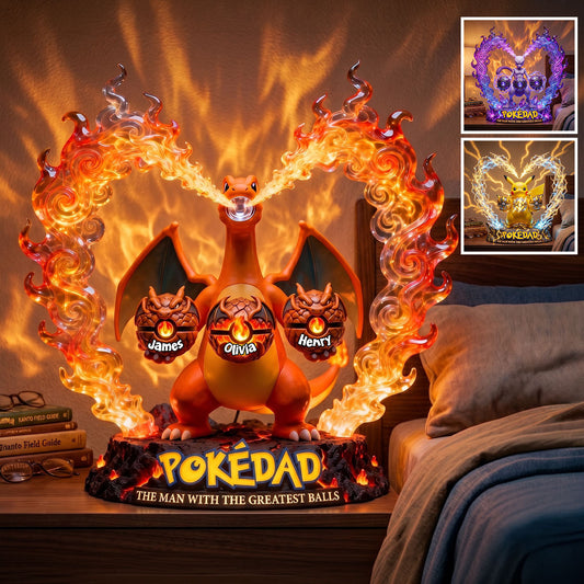 Legendary Pokedad - Personalized Monster Trainer Acrylic LED Night Light