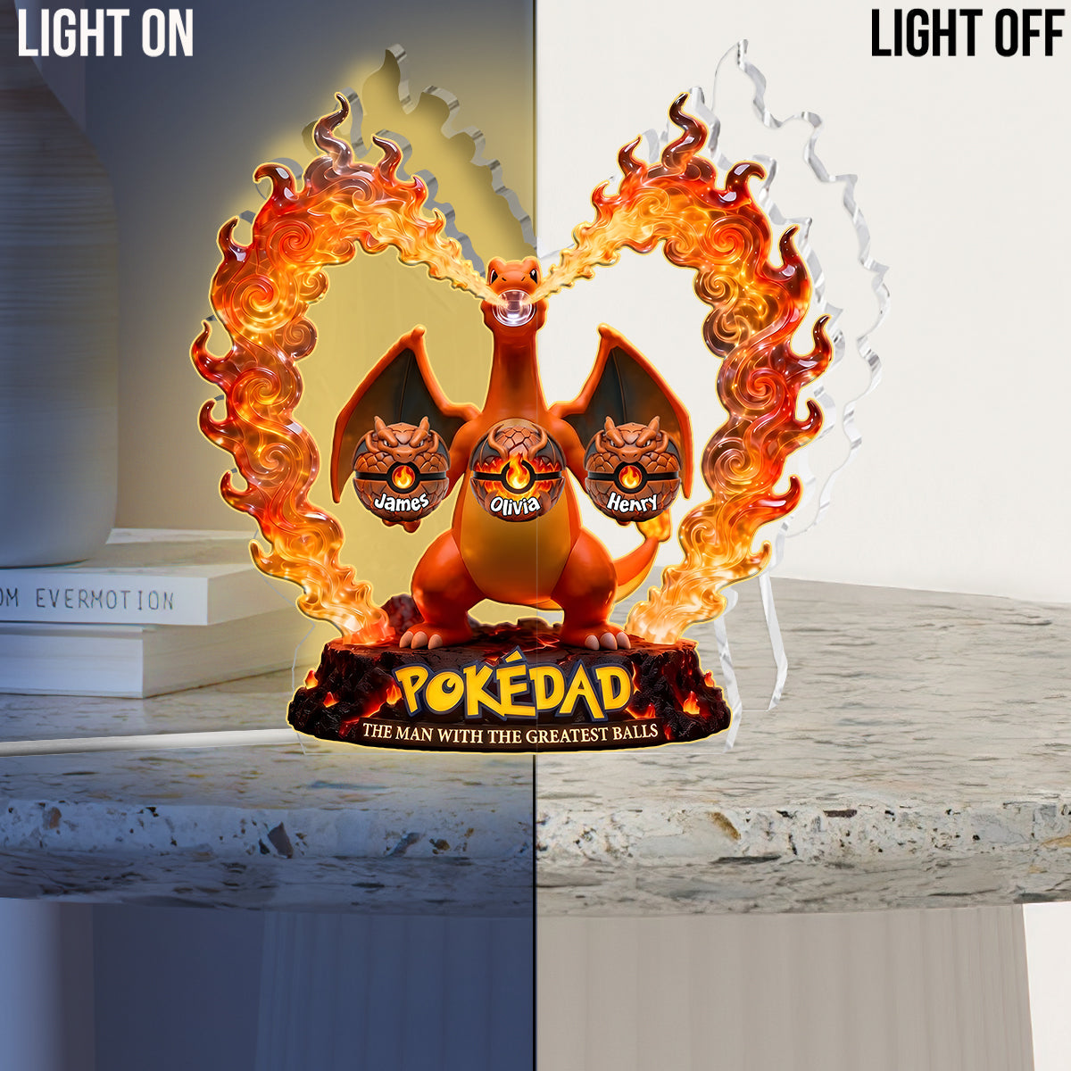 Legendary Pokedad - Personalized Monster Trainer Acrylic LED Night Light