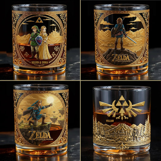 The Legend of the Triforce - Personalized The Hero's Legend Whiskey Glass