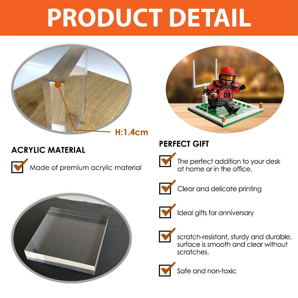 Funny Gift For Football Lovers - Personalized Football Custom Shaped Acrylic Plaque