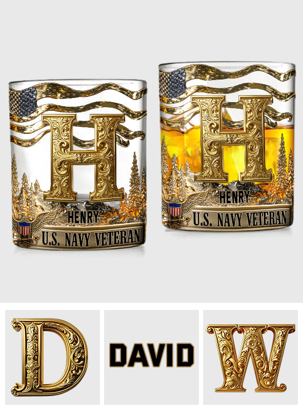 Honor, Courage, Commitment - Personalized Veteran Whiskey Glass