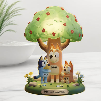 Blue & Orange Puppies' Mom - Personalized Blue Dog Acrylic LED Night Light