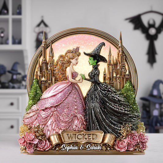 Beautiful Witches - Personalized Green and Pink Custom Shaped Acrylic Plaque