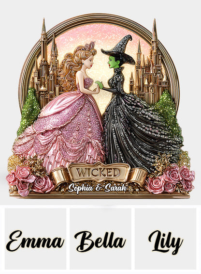 Beautiful Witches - Personalized Green and Pink Custom Shaped Acrylic Plaque