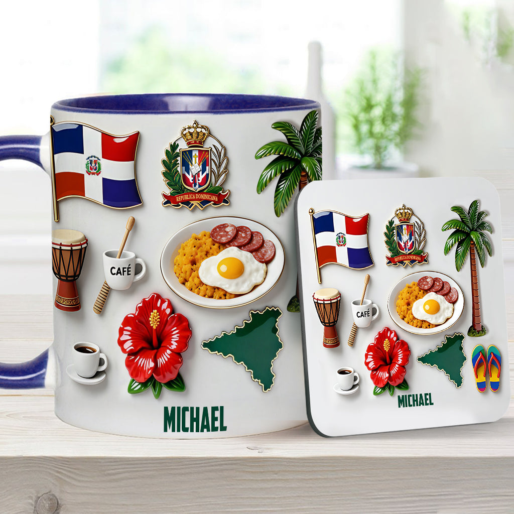 Proud To Be Dominicana - Personalized Expats Accent Mug & Coaster