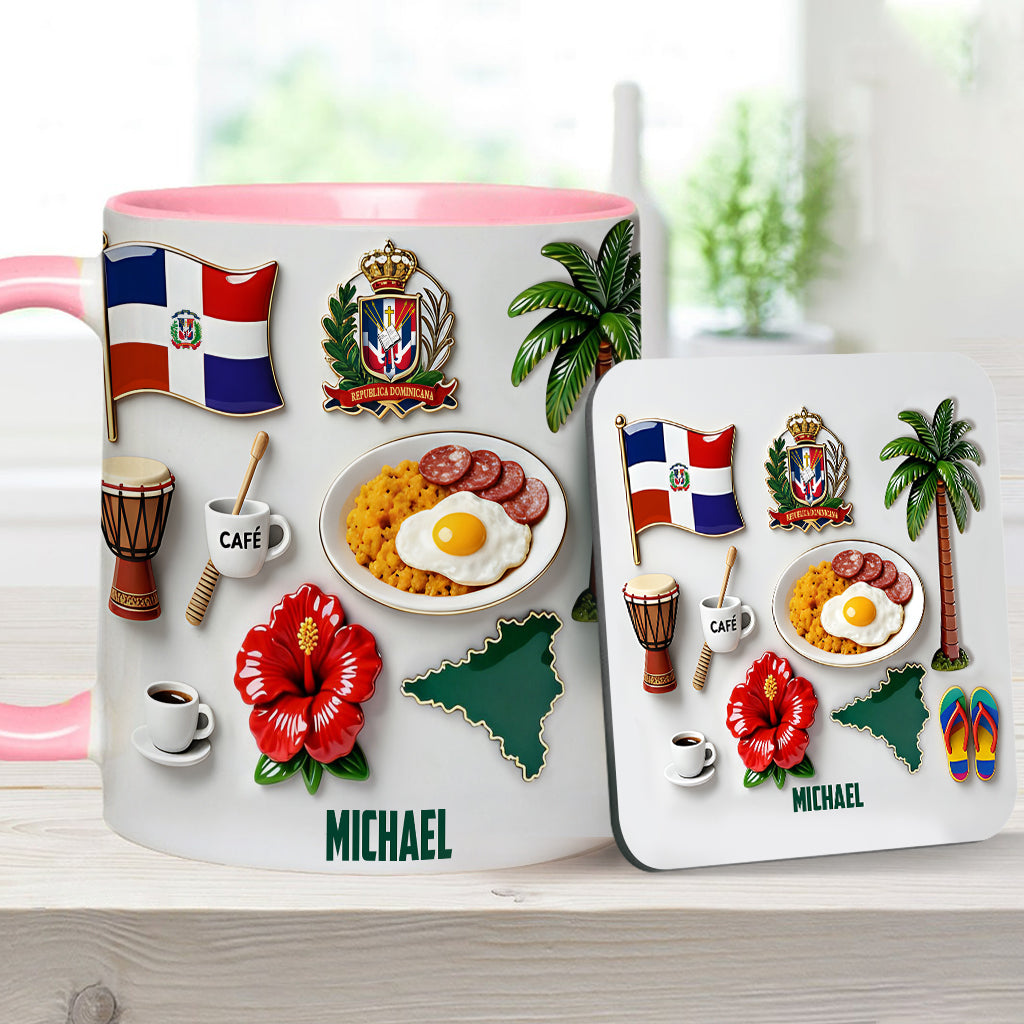 Proud To Be Dominicana - Personalized Expats Accent Mug & Coaster