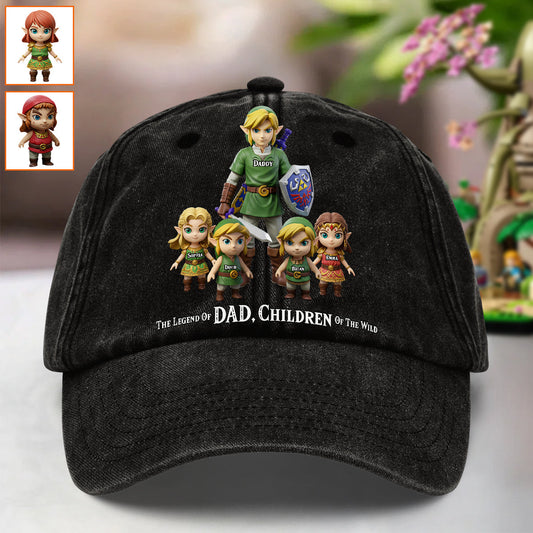 The Legend Of Dad - Personalized The Hero's Legend Washed Denim Cap