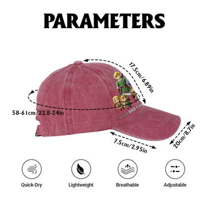 The Legend Of Dad - Personalized The Hero's Legend Washed Denim Cap