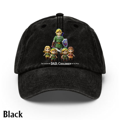 The Legend Of Dad - Personalized The Hero's Legend Washed Denim Cap