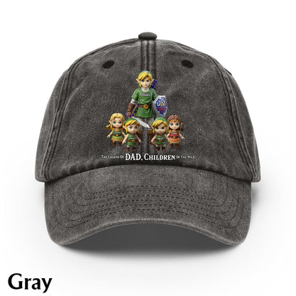 The Legend Of Dad - Personalized The Hero's Legend Washed Denim Cap