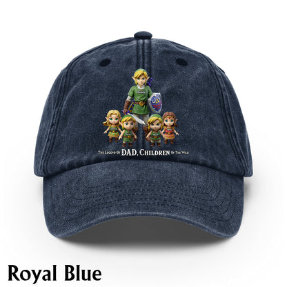The Legend Of Dad - Personalized The Hero's Legend Washed Denim Cap
