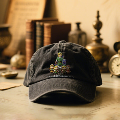 The Legend Of Dad - Personalized The Hero's Legend Washed Denim Cap