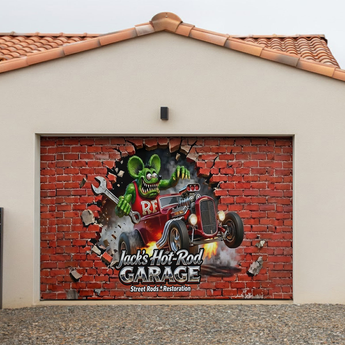 Hot Rod Decor - Personalized Hot Rod life Garage Door Banner