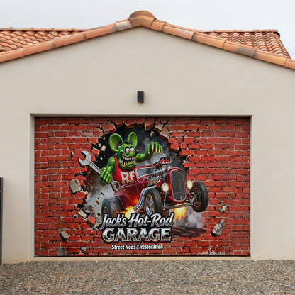 Hot Rod Decor - Personalized Hot Rod life Garage Door Banner
