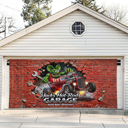 Hot Rod Decor - Personalized Hot Rod life Garage Door Banner