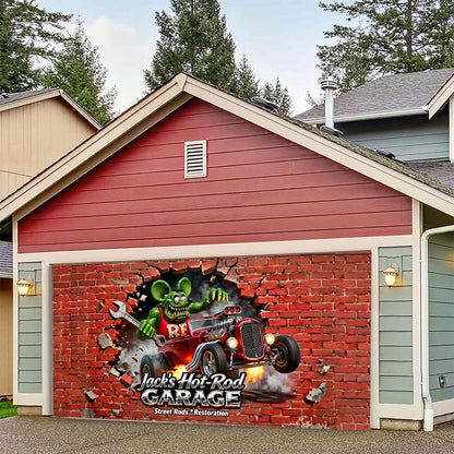 Hot Rod Decor - Personalized Hot Rod life Garage Door Banner
