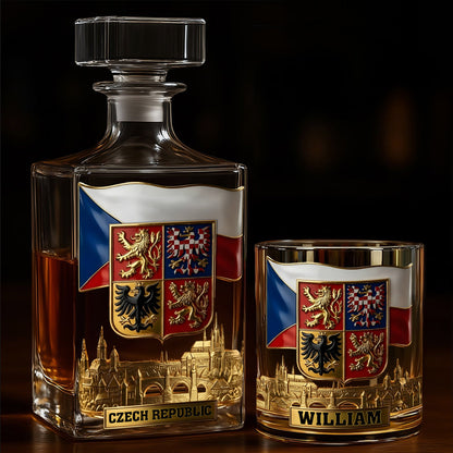 Proud Czech Republic - Personalized Expats Whiskey Decanter Set