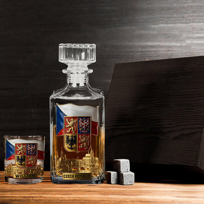 Proud Czech Republic - Personalized Expats Whiskey Decanter Set