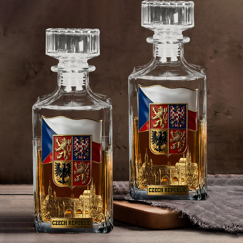 Proud Czech Republic - Personalized Expats Whiskey Decanter Set