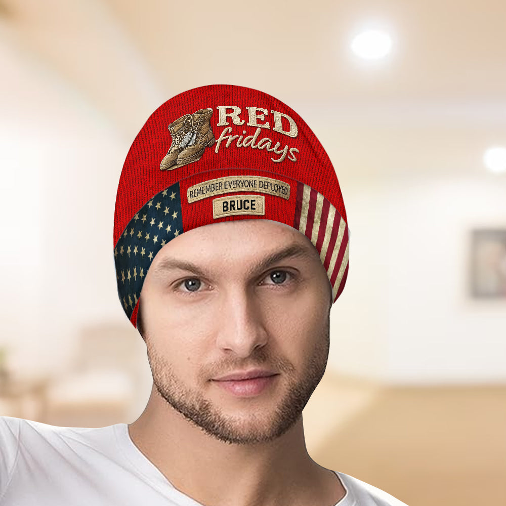 Red Fridays - Personalized Veteran Beanie Hat