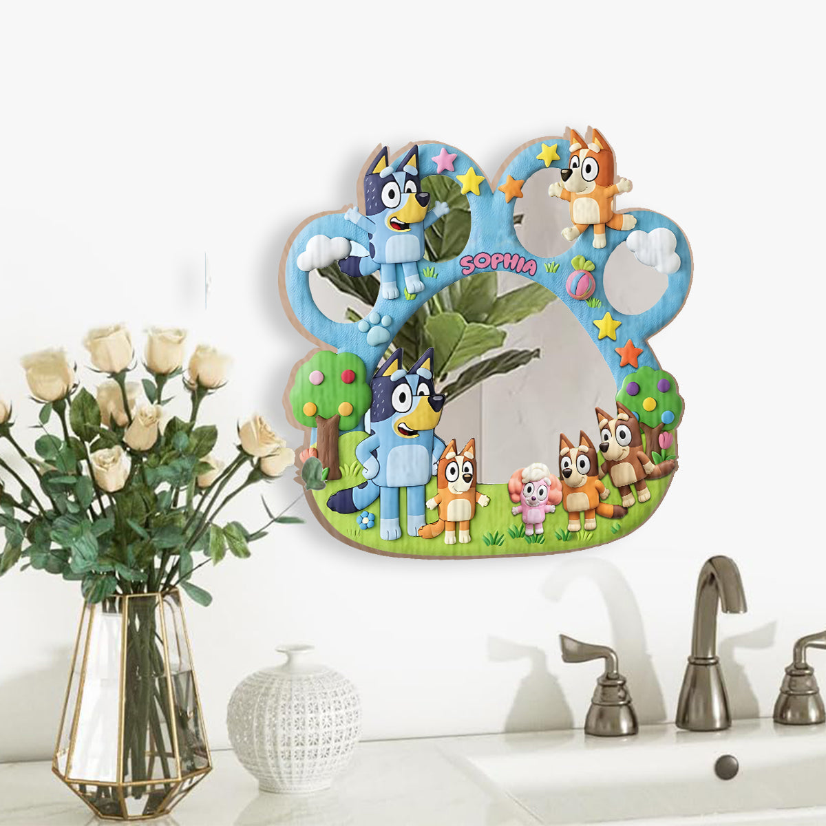 Rad Dog - Personalized Blue Dog Wall Hanging Mirror