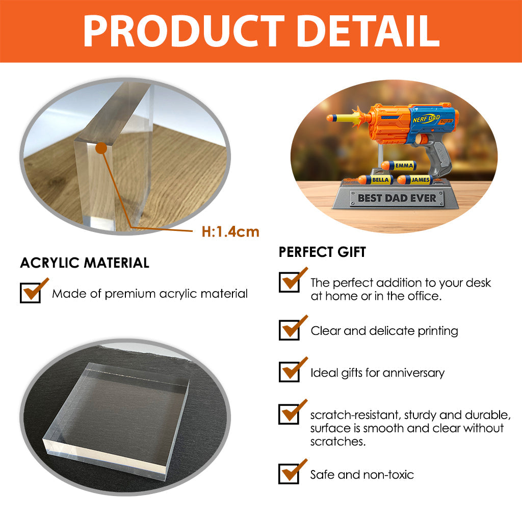 Dad’s Victory Blaster - Personalized Father Custom Shaped Acrylic Plaque