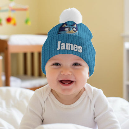 Blue Dog - Personalized Kid Beanie Hat