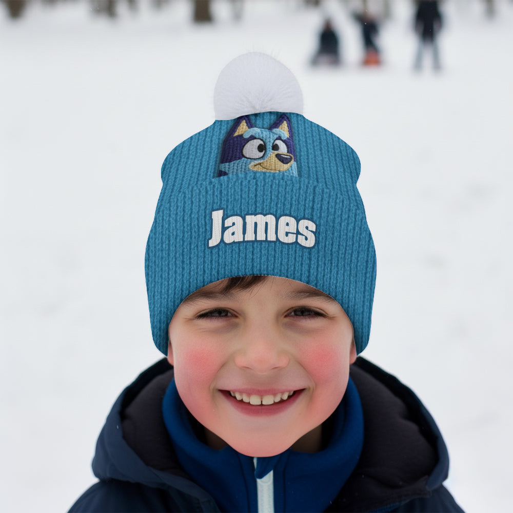 Blue Dog - Personalized Kid Beanie Hat